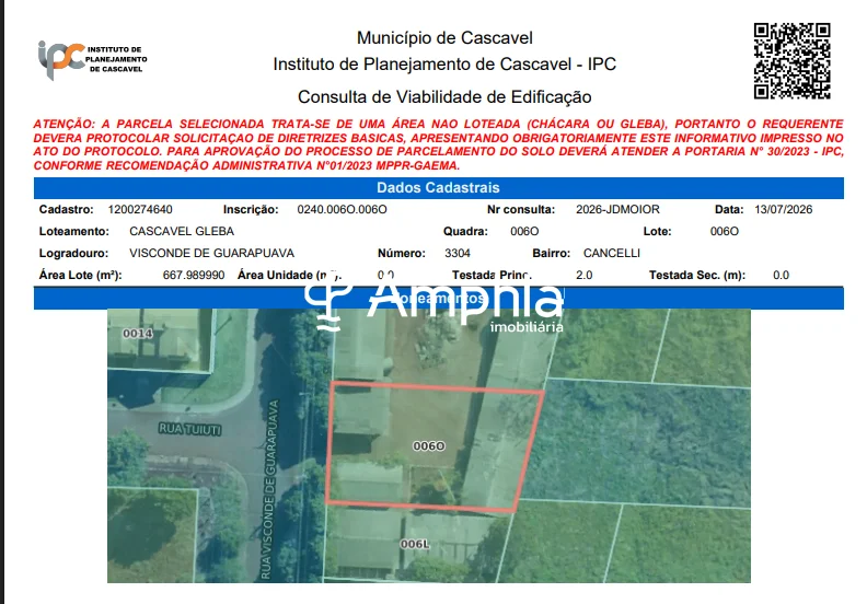 Terreno à venda no bairro Cancelli em Cascavel
