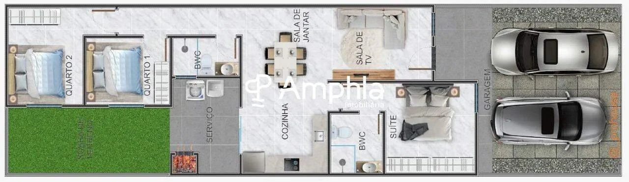 Casa com 1 suíte e 2 dormitórios à venda, 75,54m² - Recanto Tropical, Cascavel/Pr