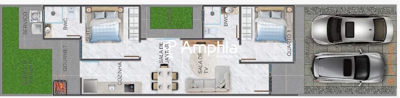 Casa com 1 suíte e 1 dormitório à venda, 58,61m² - Recanto Tropical, Cascavel/Pr