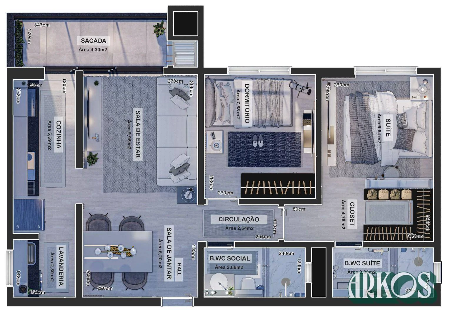 Apartamento com 2 dormitórios à venda, 65 m² por R$ 378.977,00 - Centro - Cascavel/PR