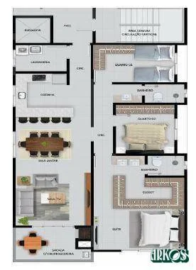 APARTAMENTO NOVO COM 2 QUARTOS + 1 SUITE NA RUA NATAL, 1828 - EDIFICIO DANIELE