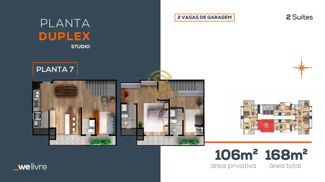 Apartamento Duplex para Venda em Cascavel, Coqueiral, 2 suítes, 1 banheiro, 2 vagas