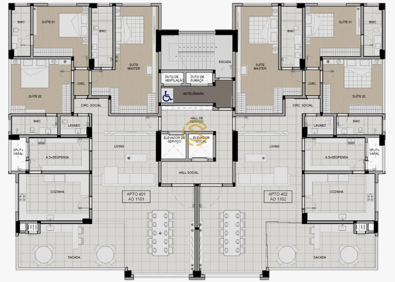 Apartamento para Venda em Toledo, Vila Industrial, 3 dormitórios, 3 suítes, 3 banheiros, 2 vagas