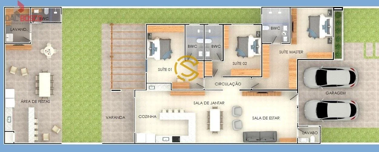 Casa Térrea para Venda em Toledo, Jardim Pancera, 3 dormitórios, 3 suítes, 4 banheiros, 2 vagas