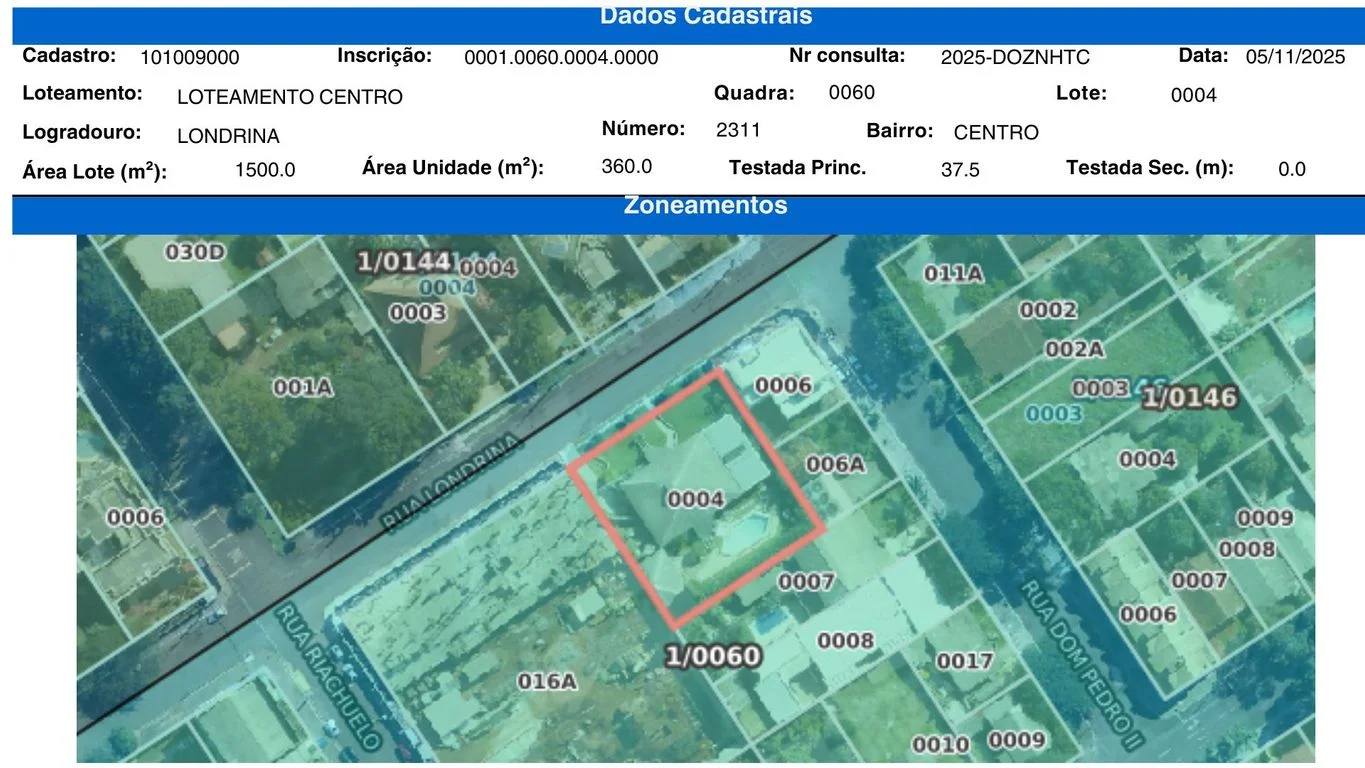 Terreno à Venda - 1.500 m² - Região Central de Cascavel PR